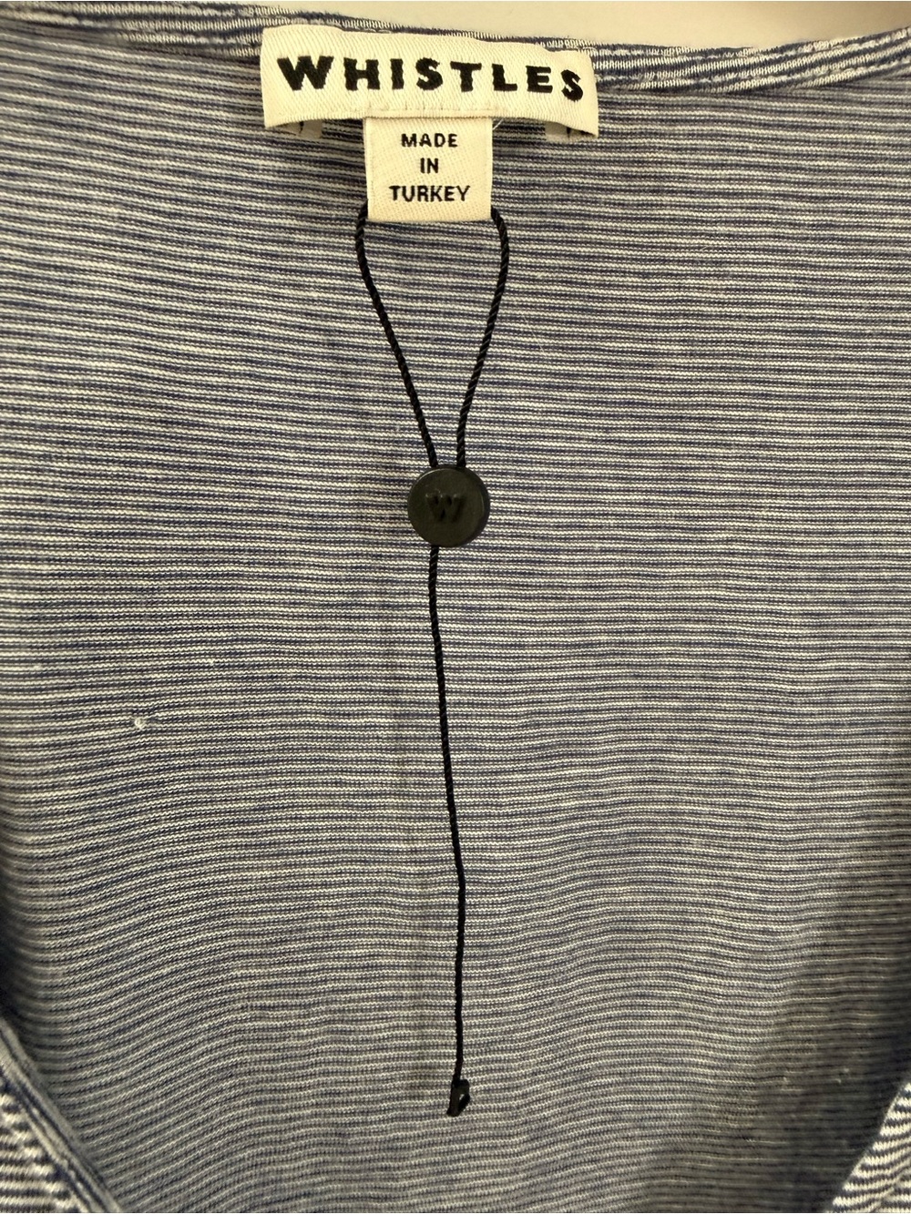 Whistles Fine Striped Tee in Blue and White